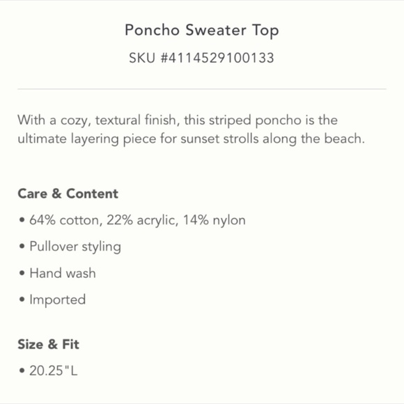 Anthropologie NWT Poncho Sweater Top 64% Cotton Size S. - Picture 5 of 8